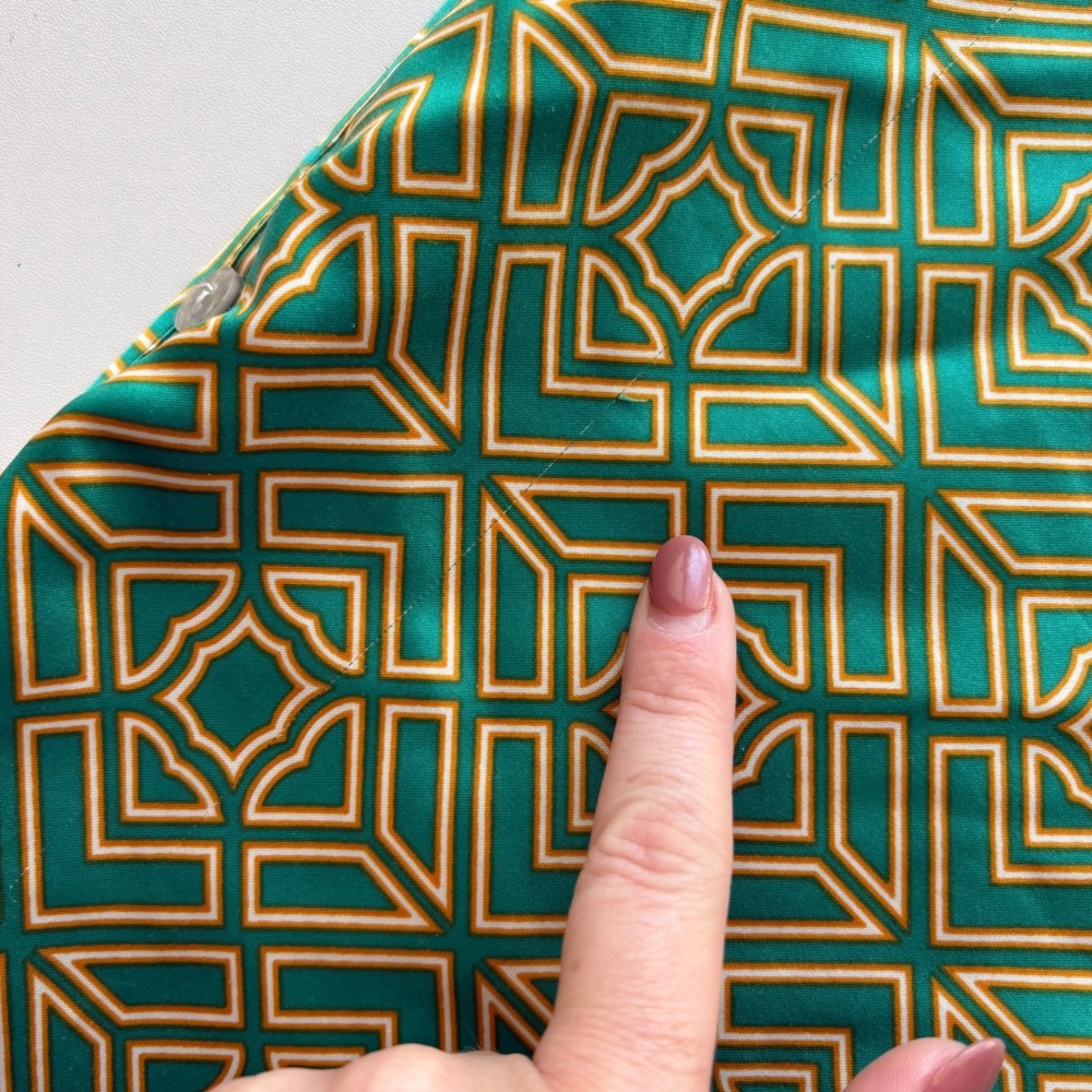 Natori Geometric Print‎ Tunic Sleep Womens Medium Green Gold Long Sleeve - Picture 5 of 8
